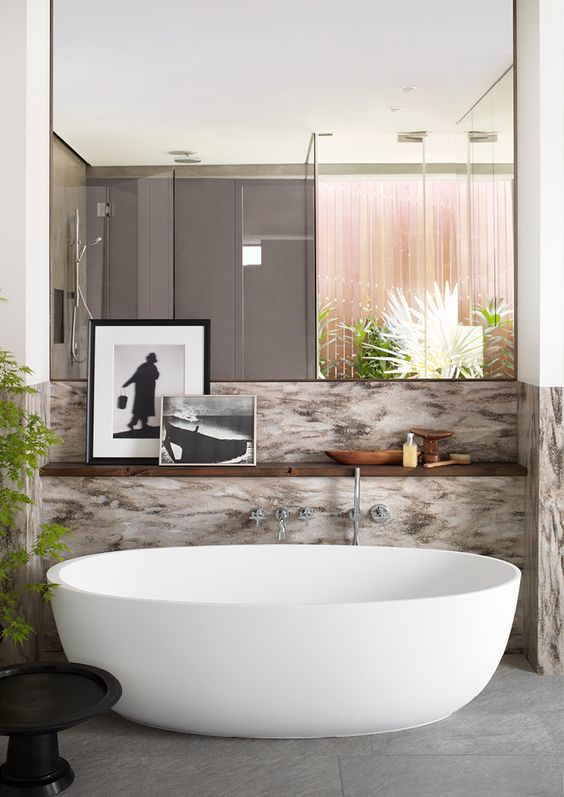 Hvítt frístandandi Corian baðkar