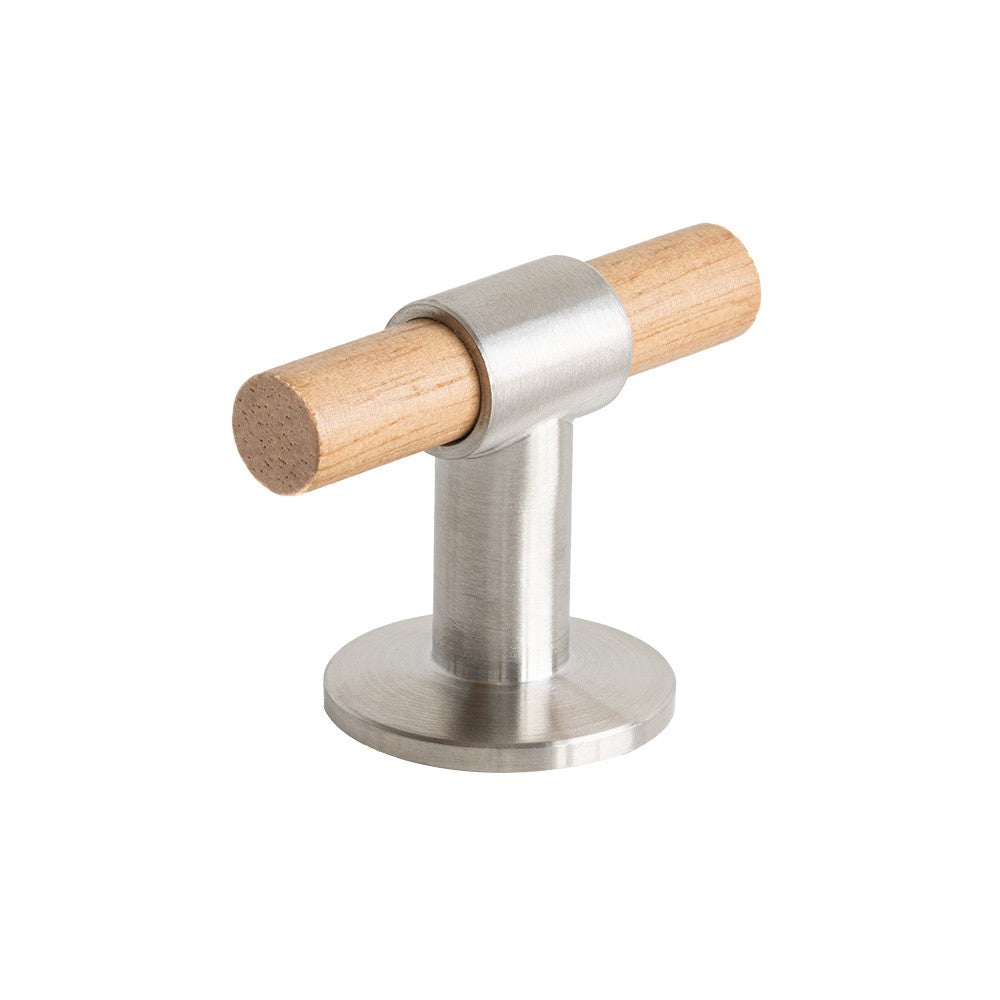 Knob T Uniform - Oak/Brushed Stainless Steel