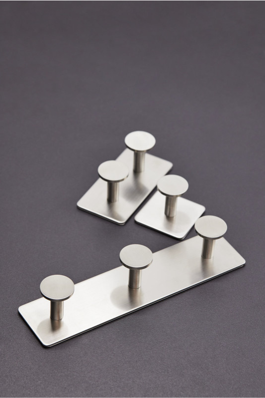 Base 210 2-Hook - Brushed Stainless Steel