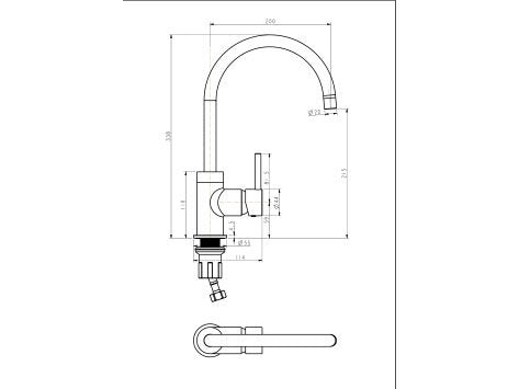 Courbe Curved Spout Eldhúsblöndunartæki - Gold Brass