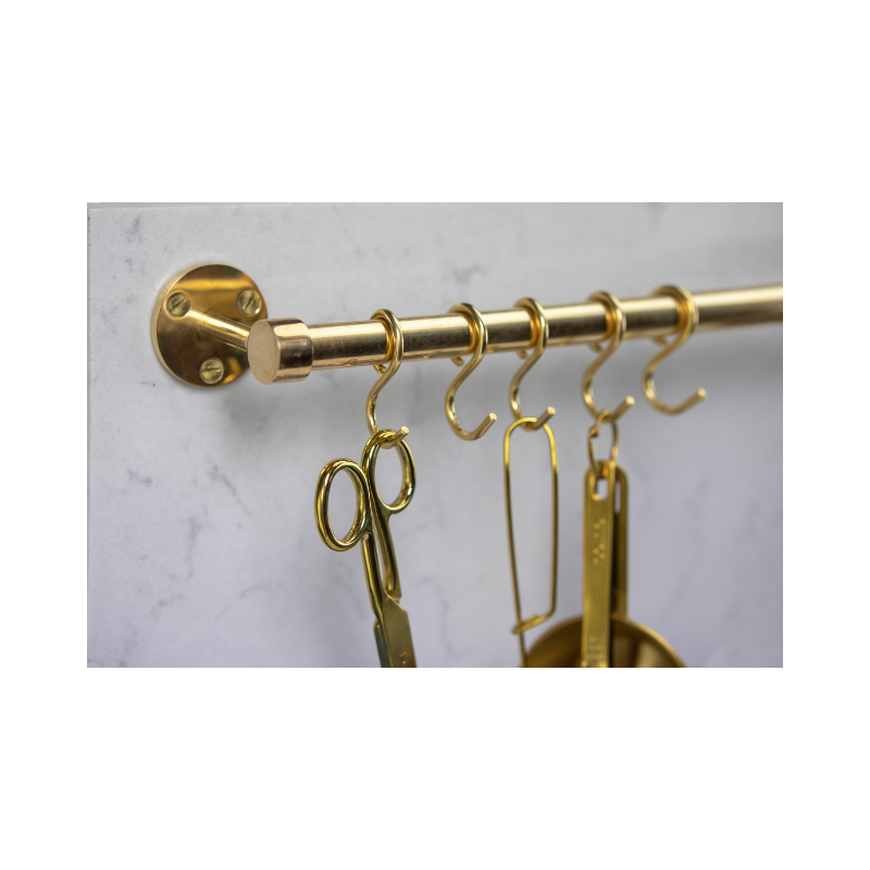 Aveny eldhússtöng m/krókum - Polished Brass sett (948001-41)