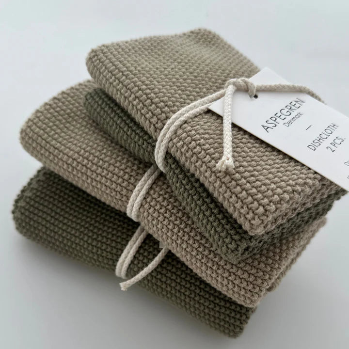 Borðtuskur - Knitted Solid - Olive 2 stk.