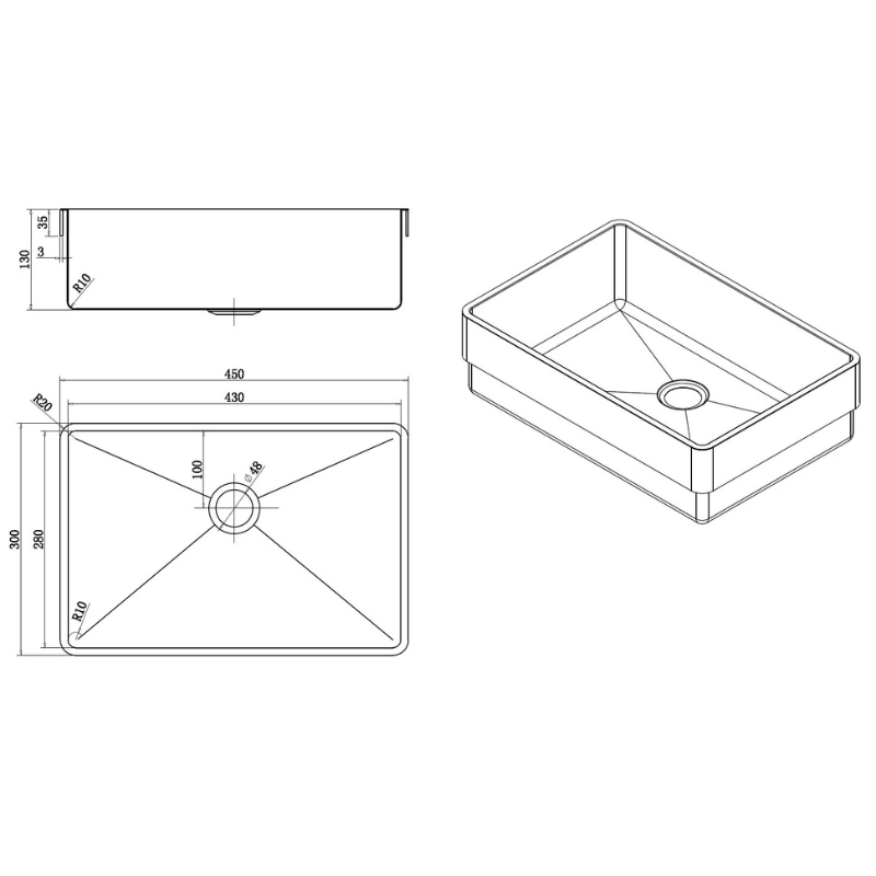 Haven - White Matte Solid Surface - Hvítur Baðvaskur