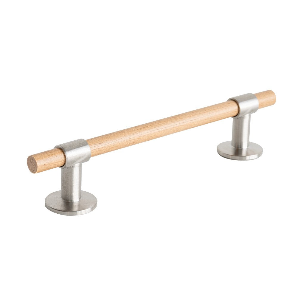 Handle Uniform 128c/c - Oak/Brushed Stainless Steel