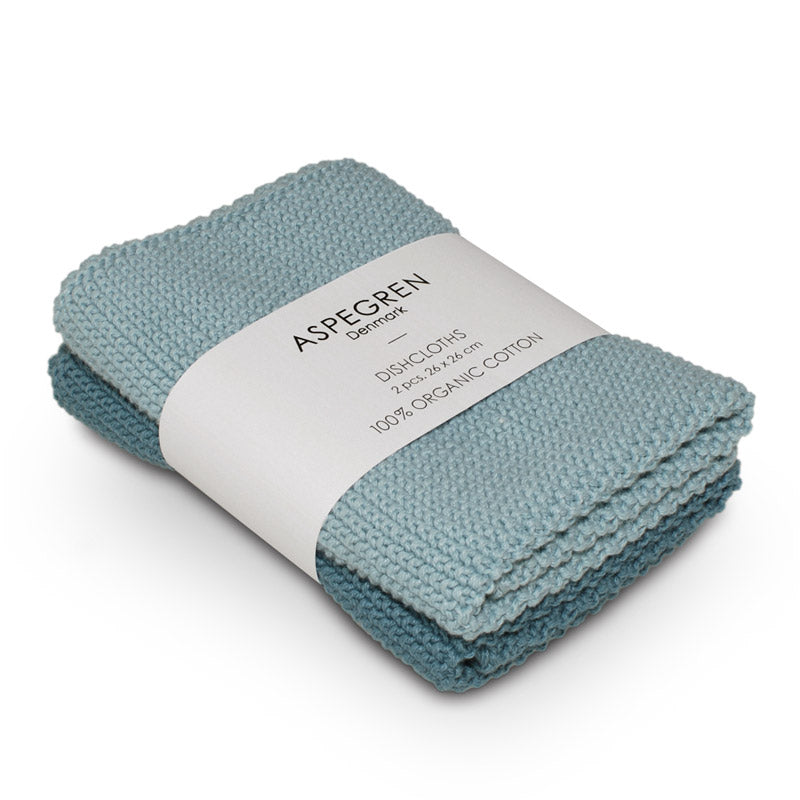 Borðtuskur - Knitted Solid - Aqua 2 stk.