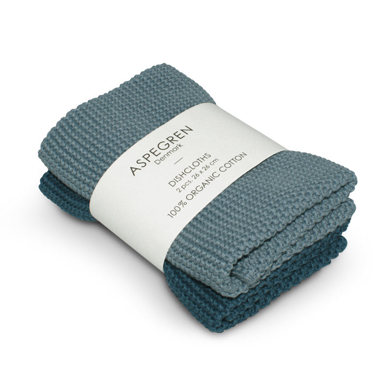 Borðtuskur - Knitted Solid - Blue 2 stk.