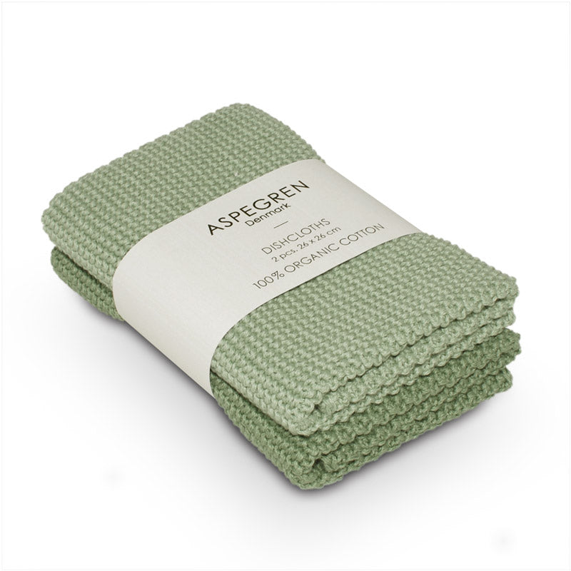 Borðtuskur - Knitted Solid - Laurel Green 2 stk.