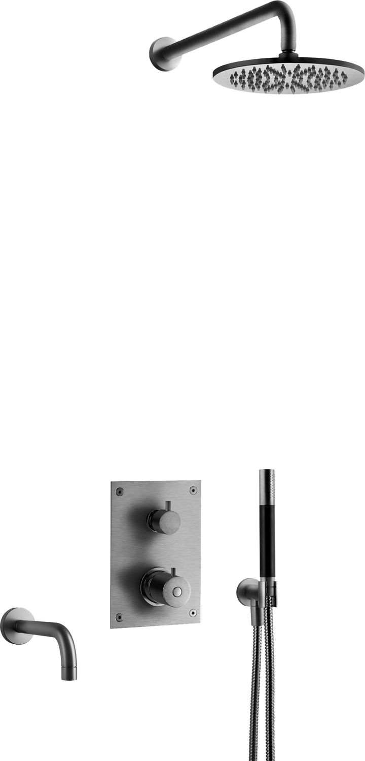 BOX7368 ED2 sturtutæki f/baðkar (innbyggt) - Brushed Black Chrome