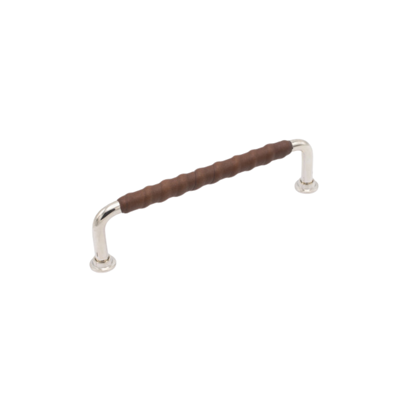 Handle 1353 leather 128c/c - Brown/Nickel Plated