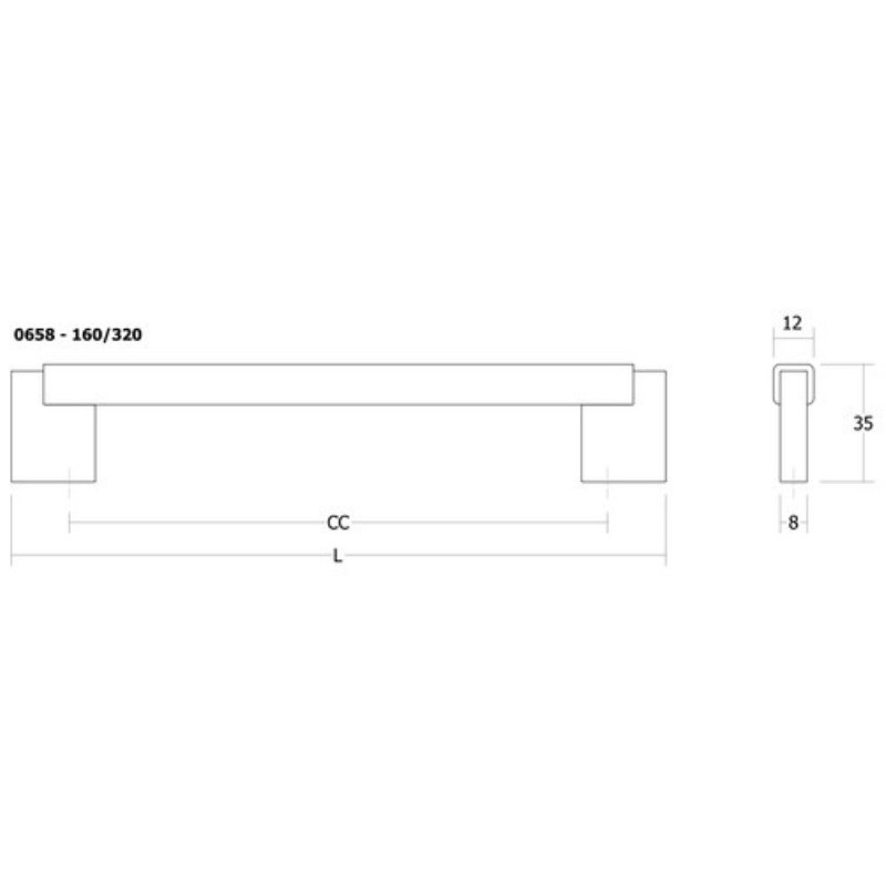 Handle Duo Mini 160c/c - Walnut/Lava Grey