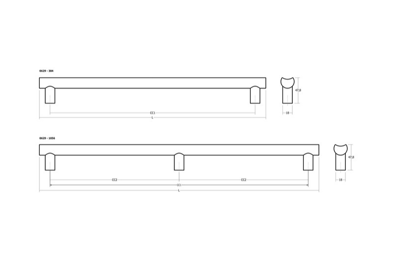 Handle Moon 384c/c - Stainless Steel