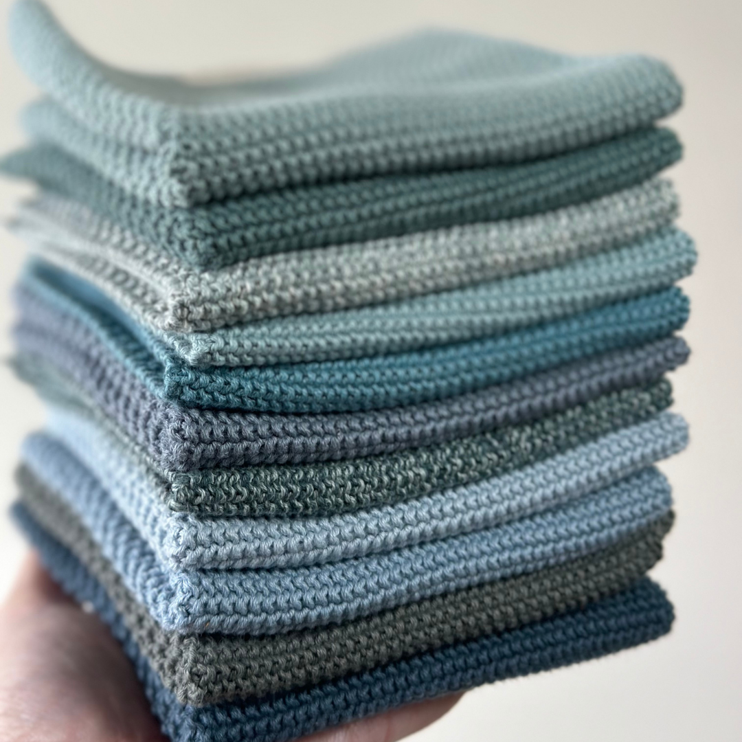 Borðtuskur - Knitted Solid - Aqua 2 stk.