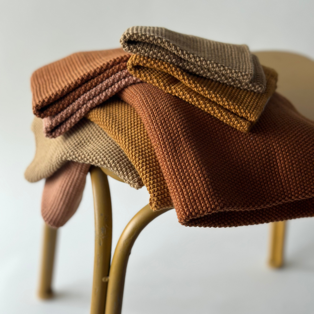 Borðtuskur - Knitted Solid - Mustard 2 stk.