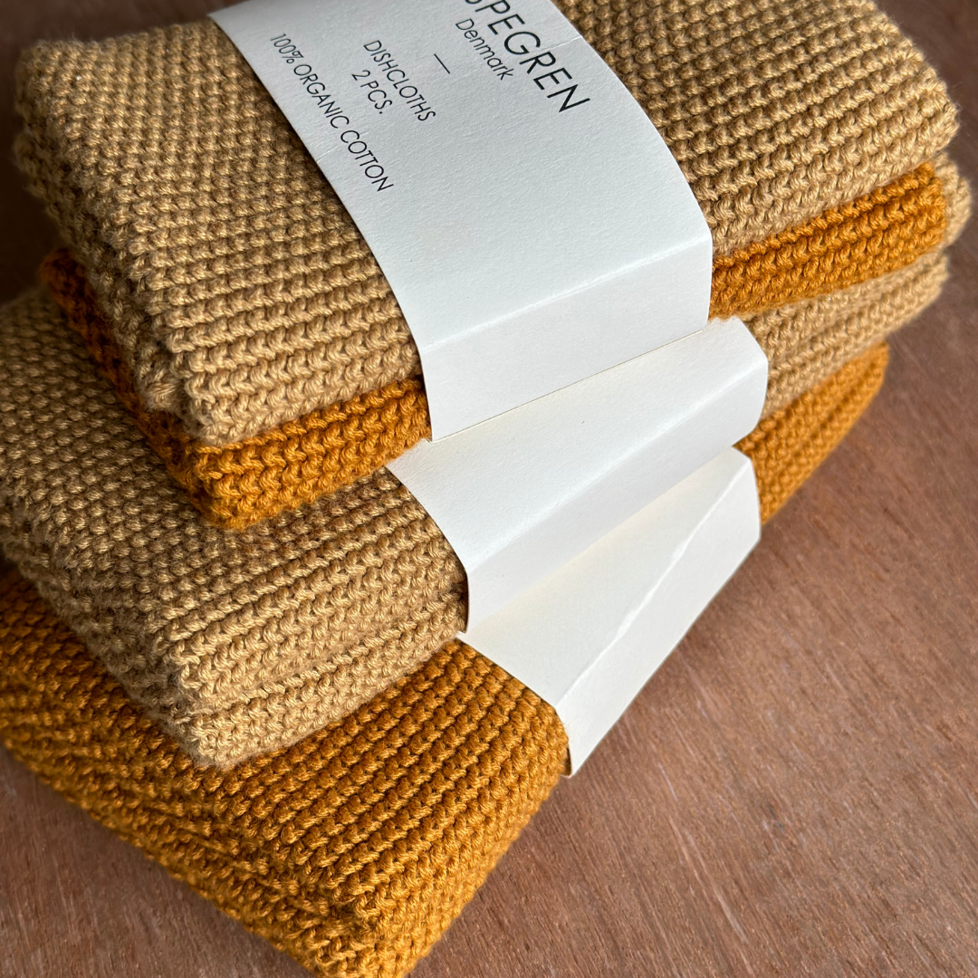 Borðtuskur - Knitted Solid - Mustard 2 stk.