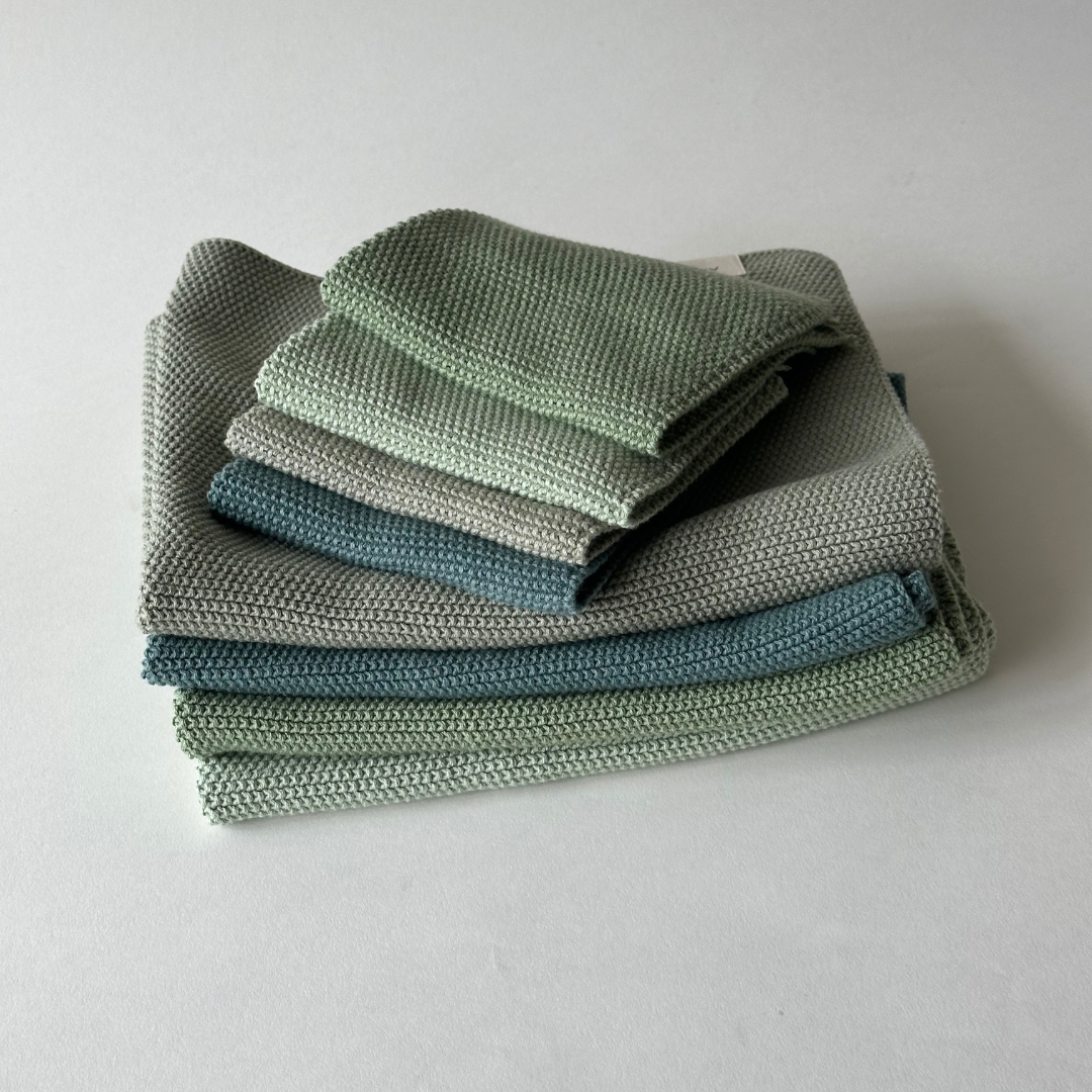 Borðtuskur - Knitted Solid - Laurel Green 2 stk.