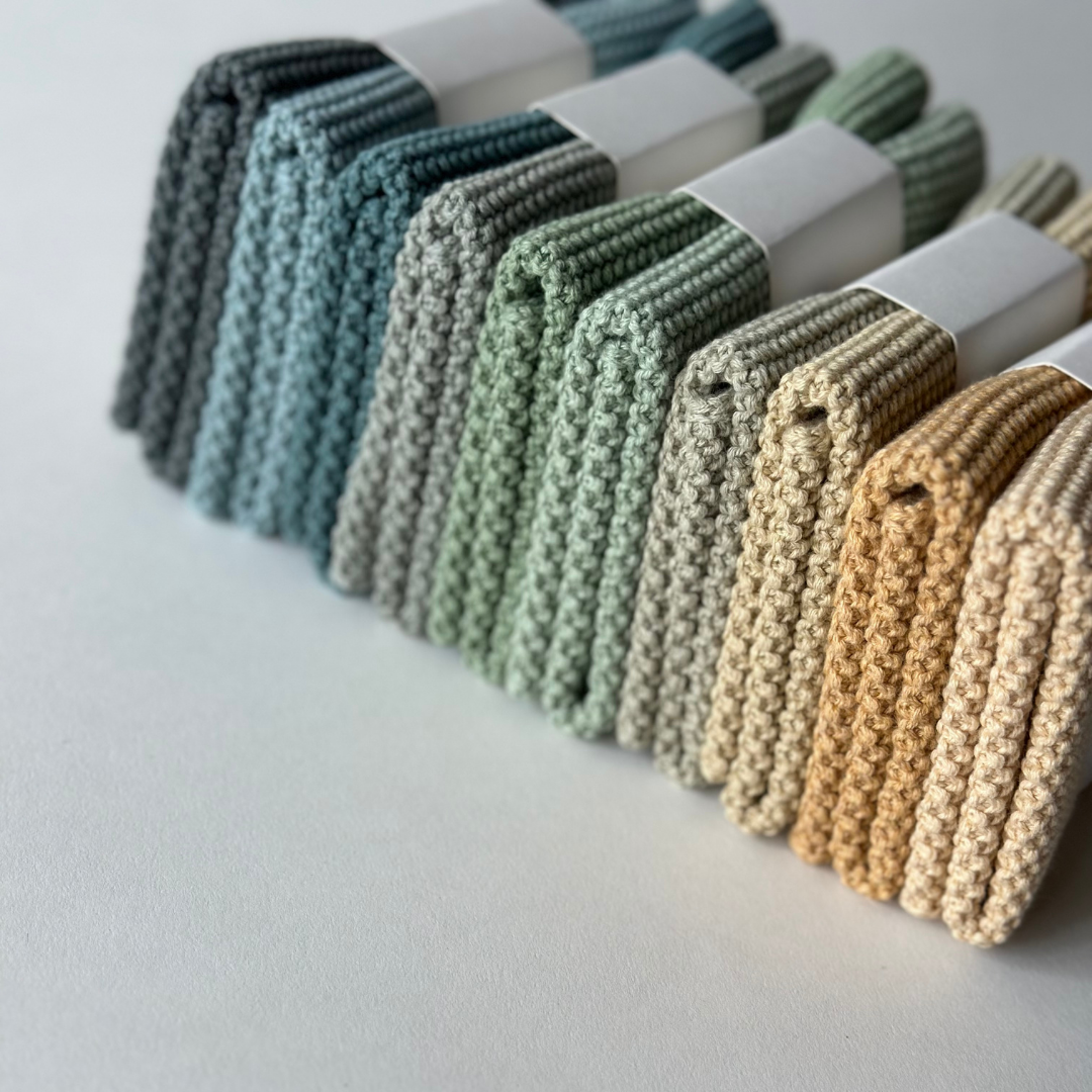 Borðtuskur - Knitted Solid - Aqua 2 stk.