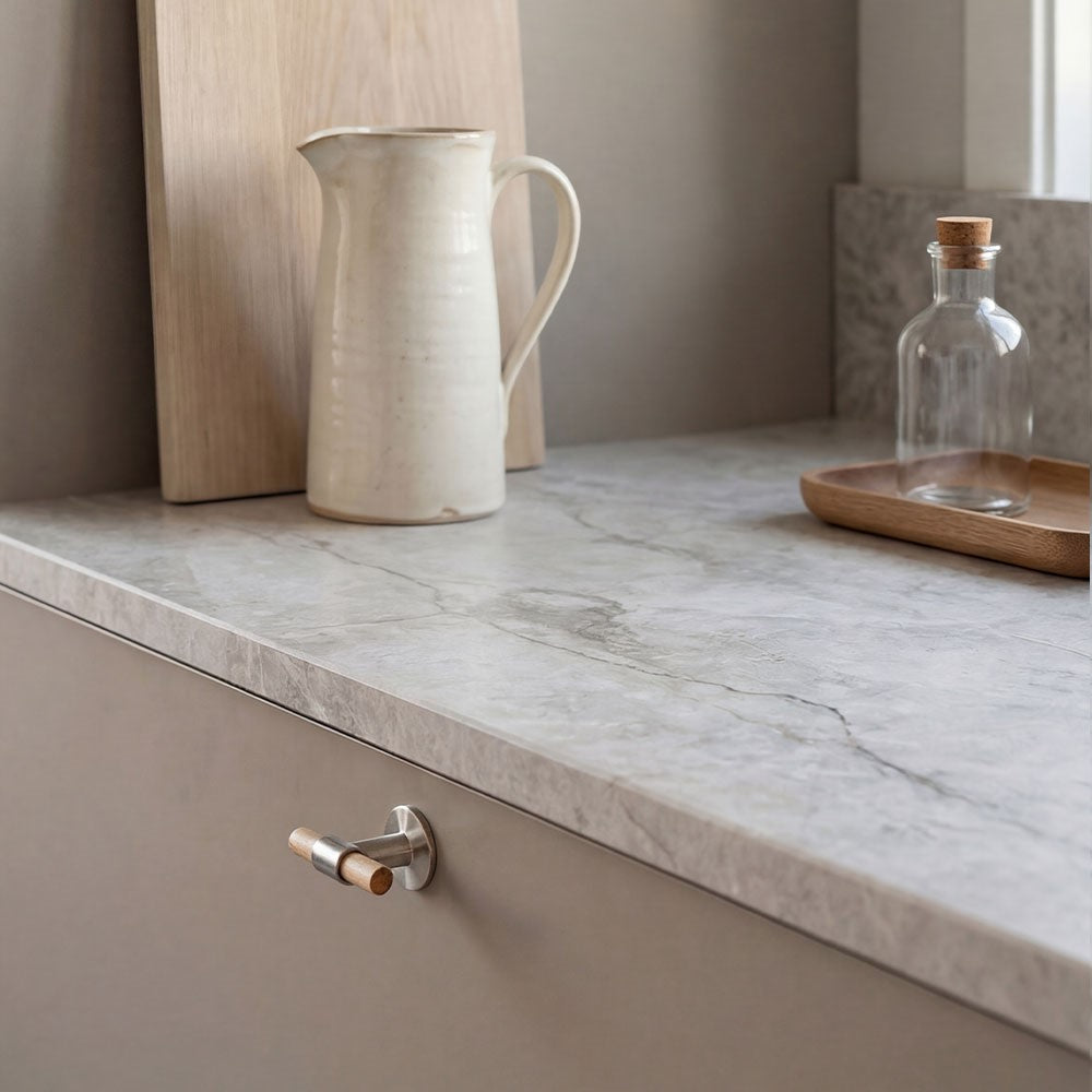 Knob T Uniform - Oak/Brushed Stainless Steel